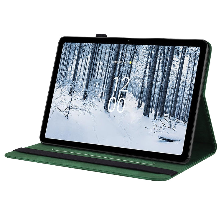 For Nokia T21 Butterfly Flower Embossed Leather Tablet Case(Green)