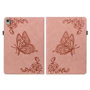 For Nokia T21 Butterfly Flower Embossed Leather Tablet Case(Rose Gold)