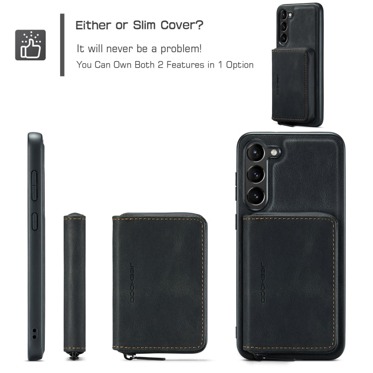 For Samsung Galaxy S24 5G JEEHOOD Magnetic Zipper Horizontal Flip Leather Phone Case(Black)