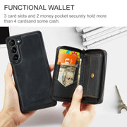 For Samsung Galaxy S24 5G JEEHOOD Magnetic Zipper Horizontal Flip Leather Phone Case(Black)