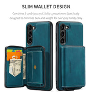For Samsung Galaxy S24+ 5G JEEHOOD Magnetic Zipper Horizontal Flip Leather Phone Case(Blue)