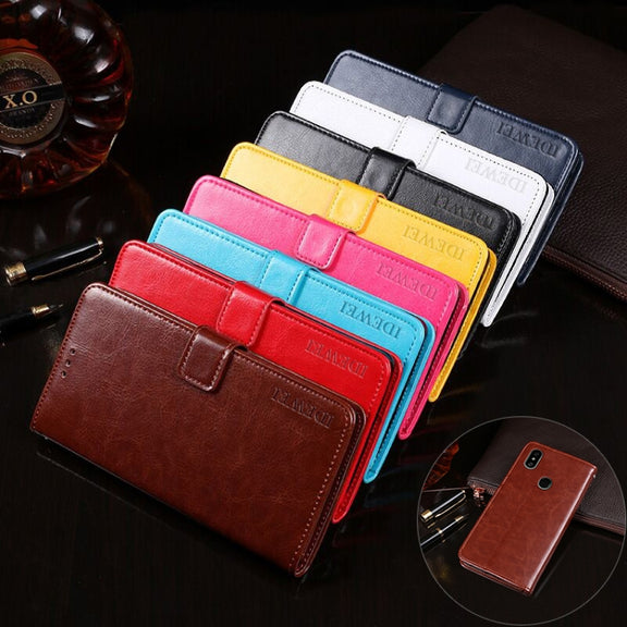 For Oukitel C15 Pro idewei  Crazy Horse Texture Horizontal Flip Leather Case with Holder & Card Slots & Wallet(Black)