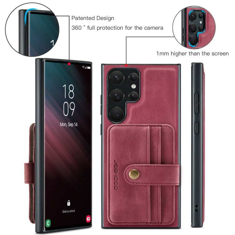 For Samsung Galaxy S24 Ultra 5G JEEHOOD RFID Blocking Anti-Theft Magnetic Phone Case(Red)