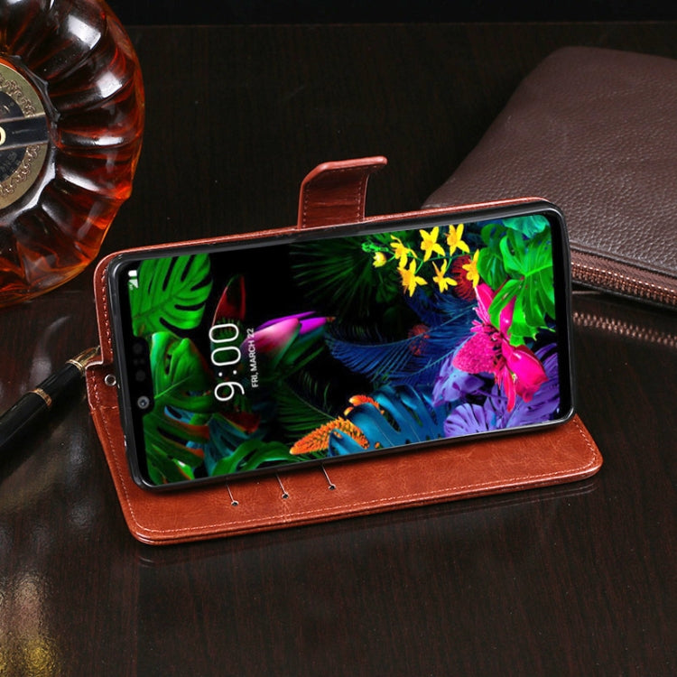 For LG G8 ThinQ idewei Crazy Horse Texture Horizontal Flip Leather Case with Holder & Card Slots & Wallet(Yellow)