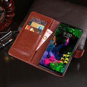 For LG G8 ThinQ idewei Crazy Horse Texture Horizontal Flip Leather Case with Holder & Card Slots & Wallet(Black)