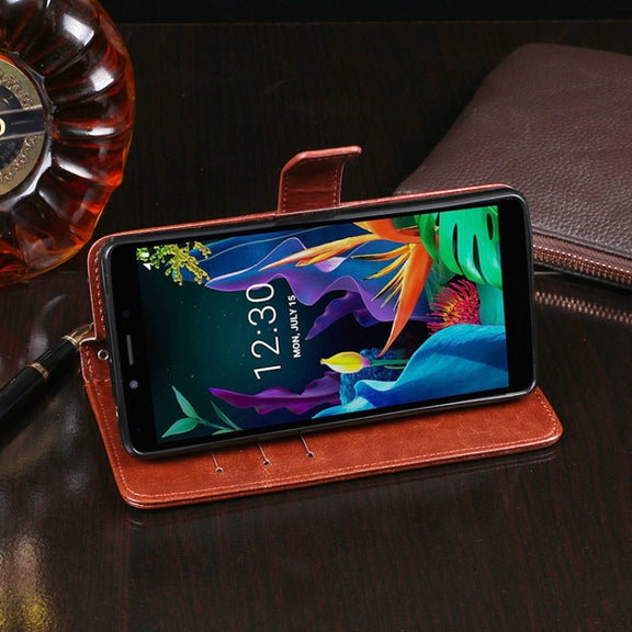 For LG K20 (2019) idewei Crazy Horse Texture Horizontal Flip Leather Case with Holder & Card Slots & Wallet(Sky Blue)