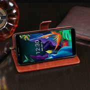 For LG K20 (2019) idewei Crazy Horse Texture Horizontal Flip Leather Case with Holder & Card Slots & Wallet(Brown)