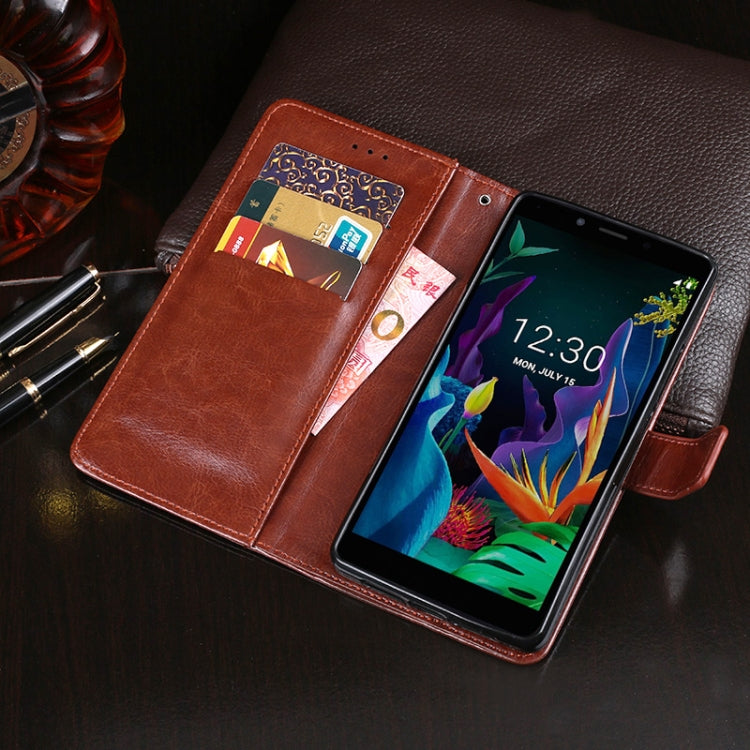 For LG K20 (2019) idewei Crazy Horse Texture Horizontal Flip Leather Case with Holder & Card Slots & Wallet(Brown)