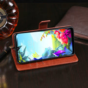 For LG K40S idewei Crazy Horse Texture Horizontal Flip Leather Case with Holder & Card Slots & Wallet(Sky Blue)
