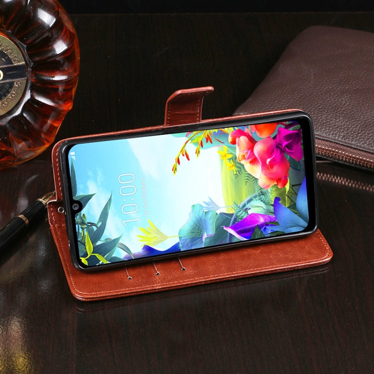 For LG K40S idewei Crazy Horse Texture Horizontal Flip Leather Case with Holder & Card Slots & Wallet(Sky Blue)