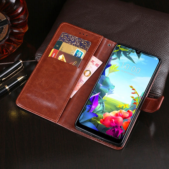 For LG K40S idewei Crazy Horse Texture Horizontal Flip Leather Case with Holder & Card Slots & Wallet(Sky Blue)
