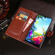 For LG K40S idewei Crazy Horse Texture Horizontal Flip Leather Case with Holder & Card Slots & Wallet(Black)