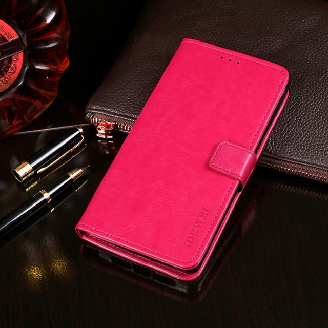 For LG X power2 idewei Crazy Horse Texture Horizontal Flip Leather Case with Holder & Card Slots & Wallet(Rose Red)