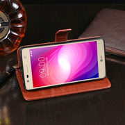 For LG X power2 idewei Crazy Horse Texture Horizontal Flip Leather Case with Holder & Card Slots & Wallet(Brown)