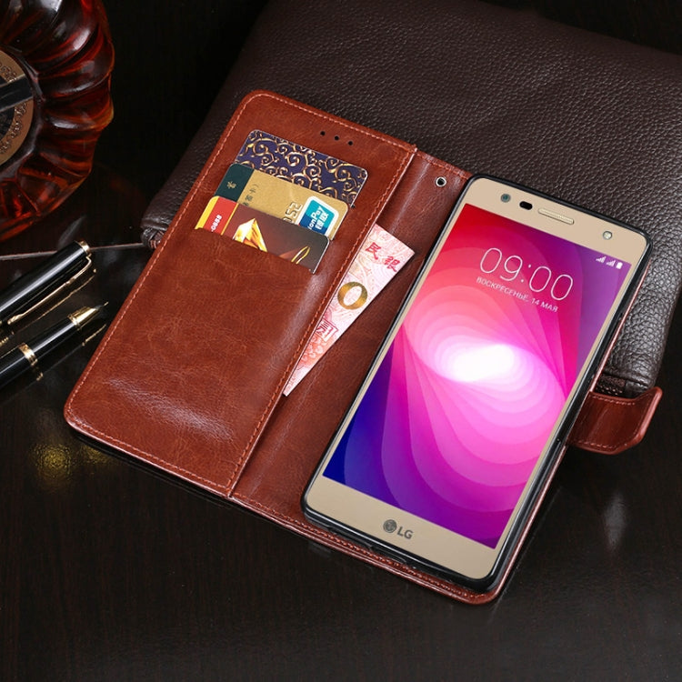 For LG X power2 idewei Crazy Horse Texture Horizontal Flip Leather Case with Holder & Card Slots & Wallet(Brown)