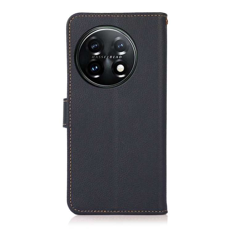 For OnePlus 11 KHAZNEH Custer Texture RFID Genuine Leather Phone Case(Blue)