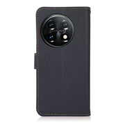 For OnePlus 11 KHAZNEH Custer Texture RFID Genuine Leather Phone Case(Blue)