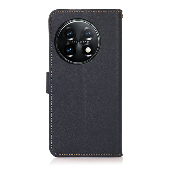 For OnePlus 11 KHAZNEH Custer Texture RFID Genuine Leather Phone Case(Blue)