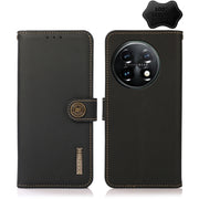 For OnePlus 11 KHAZNEH Custer Texture RFID Genuine Leather Phone Case(Black)
