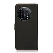 For OnePlus 11 KHAZNEH Custer Texture RFID Genuine Leather Phone Case(Black)