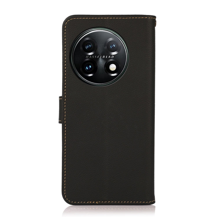 For OnePlus 11 KHAZNEH Custer Texture RFID Genuine Leather Phone Case(Black)