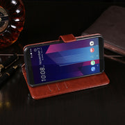 For HTC U11+ idewei Crazy Horse Texture Horizontal Flip Leather Case with Holder & Card Slots & Wallet(Yellow)
