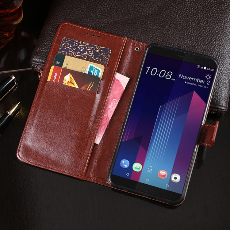 For HTC U11+ idewei Crazy Horse Texture Horizontal Flip Leather Case with Holder & Card Slots & Wallet(Yellow)