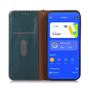 For Motorola Moto E13 4G 2023 KHAZNEH Nappa Top Layer Cowhide Leather Phone Case(Green)