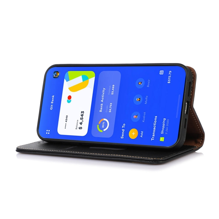 For Motorola Moto E13 4G 2023 KHAZNEH Nappa Top Layer Cowhide Leather Phone Case(Black)