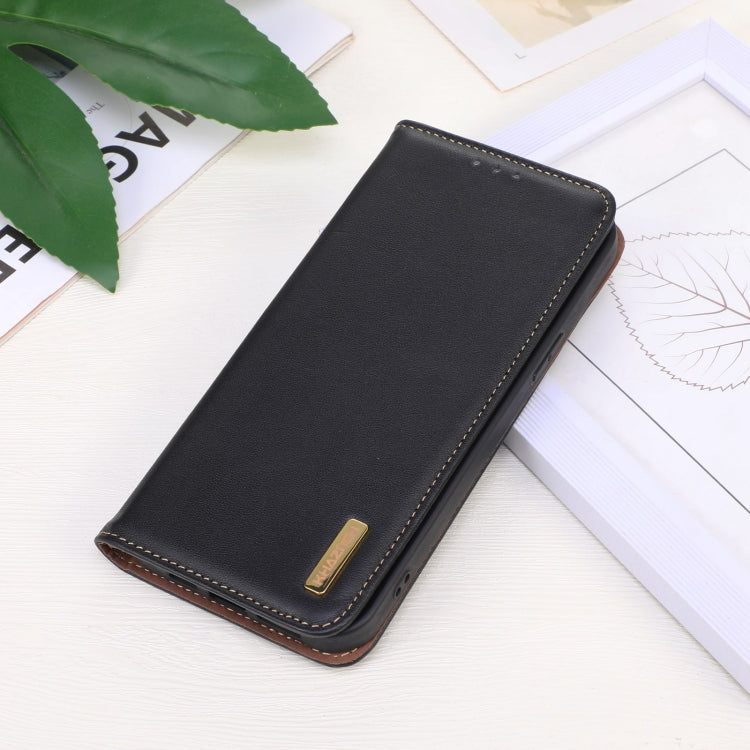 For Motorola Moto E13 4G 2023 KHAZNEH Nappa Top Layer Cowhide Leather Phone Case(Black)