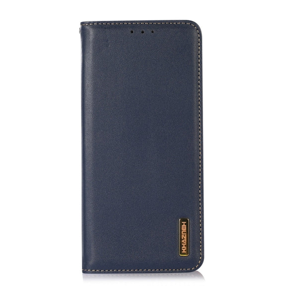 For Motorola Moto G53 5G KHAZNEH Nappa Top Layer Cowhide Leather Phone Case(Blue)