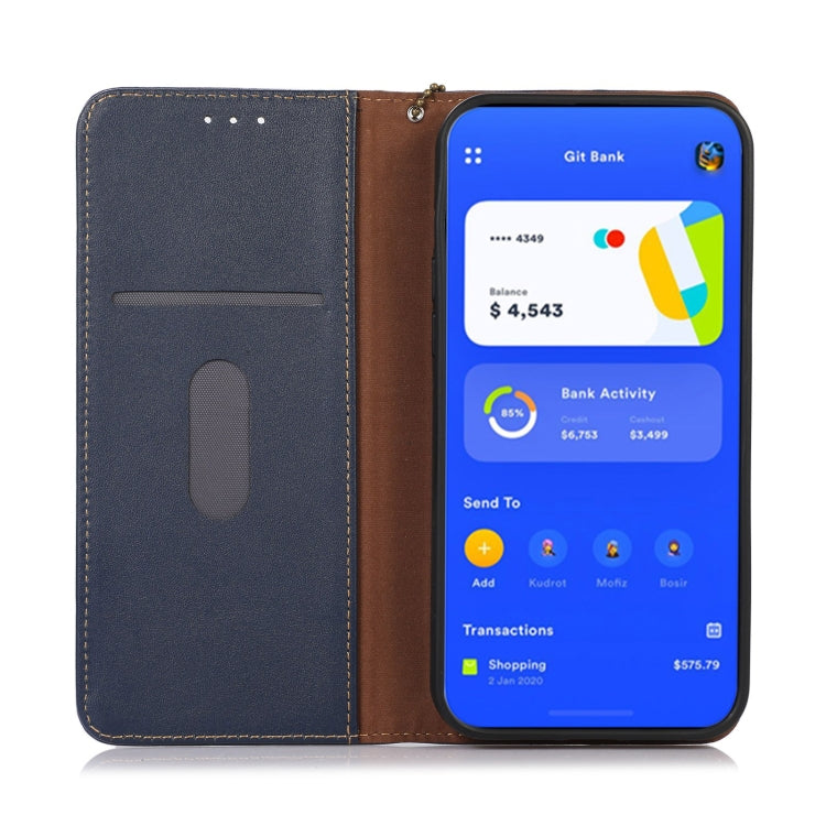 For Motorola Moto G53 5G KHAZNEH Nappa Top Layer Cowhide Leather Phone Case(Blue)