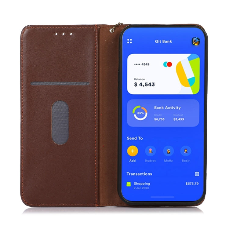 For Motorola Moto G53 5G KHAZNEH Nappa Top Layer Cowhide Leather Phone Case(Brown)