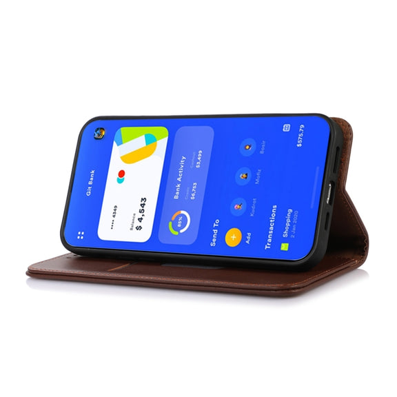 For Motorola Moto G53 5G KHAZNEH Nappa Top Layer Cowhide Leather Phone Case(Brown)