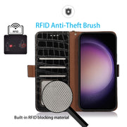 For OnePlus 11 5G Crocodile Top Layer Cowhide RFID Leather Phone Case(Black)