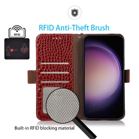 For OnePlus 11 5G Crocodile Top Layer Cowhide RFID Leather Phone Case(Red)
