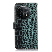 For OnePlus 11 5G Crocodile Top Layer Cowhide RFID Leather Phone Case(Green)