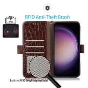 For OnePlus 11 5G Crocodile Top Layer Cowhide RFID Leather Phone Case(Brown)