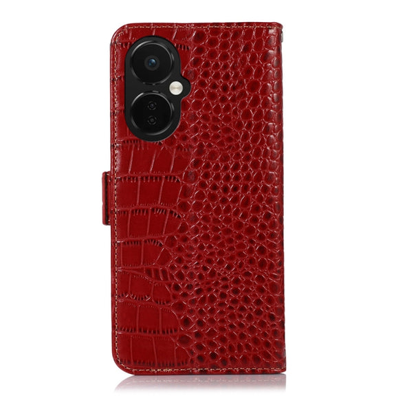 For OnePlus Nord CE 3 Lite Crocodile Top Layer Cowhide RFID Leather Phone Case(Red)