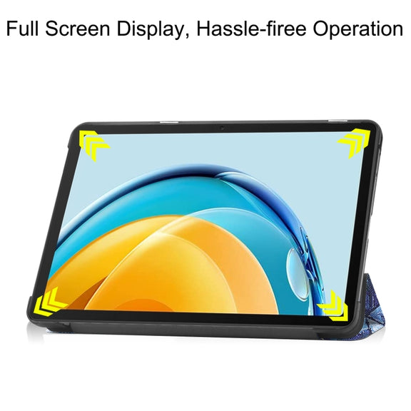 For Huawei Matepad SE 10.4 Custer Painted 3-Fold Holder Leather Tablet Case(Starry Sky)
