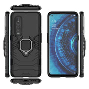 For OPPO Find X2 Pro PC + TPU Shockproof Protective Case with Magnetic Ring Holder(Black)