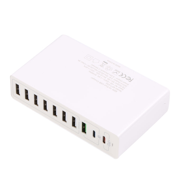 MFT-03Q 10 in 1 65W QC3.0 USB Smart Fast Charger, Plug Type:AU Plug(White)