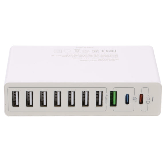 MFT-03Q 10 in 1 65W QC3.0 USB Smart Fast Charger, Plug Type:AU Plug(White)