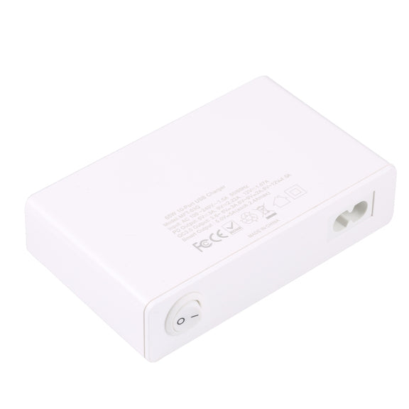 MFT-03Q 10 in 1 65W QC3.0 USB Smart Fast Charger, Plug Type:AU Plug(White)