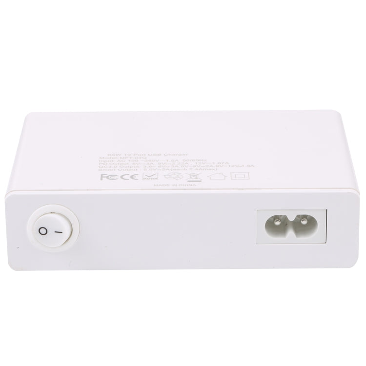 MFT-03Q 10 in 1 65W QC3.0 USB Smart Fast Charger, Plug Type:AU Plug(White)