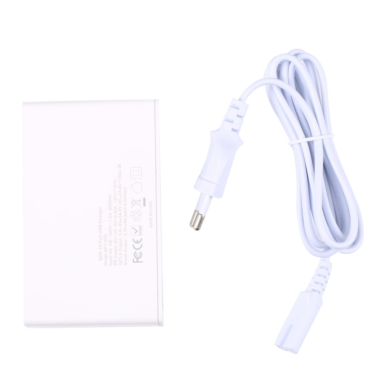 MFT-03Q 10 in 1 65W QC3.0 USB Smart Fast Charger, Plug Type:AU Plug(White)
