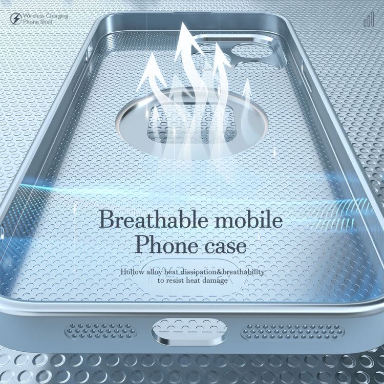 For iPhone 14 R-JUST Square Round Mirror PC+TPU Phone Case(Blue)