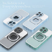 For iPhone 14 Plus R-JUST Square Round Mirror PC+TPU Phone Case(Blue)