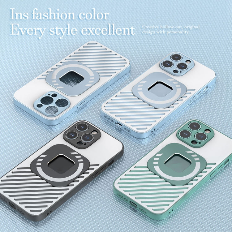 For iPhone 14 Pro Max R-JUST Square Round Mirror PC+TPU Phone Case(Blue)