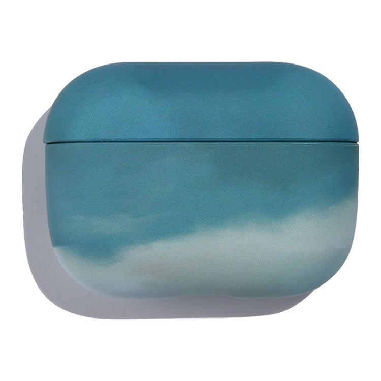 For AirPods 1 / 2 Ink Painting Water Sticker PC Earphone Case(Navy Blue)